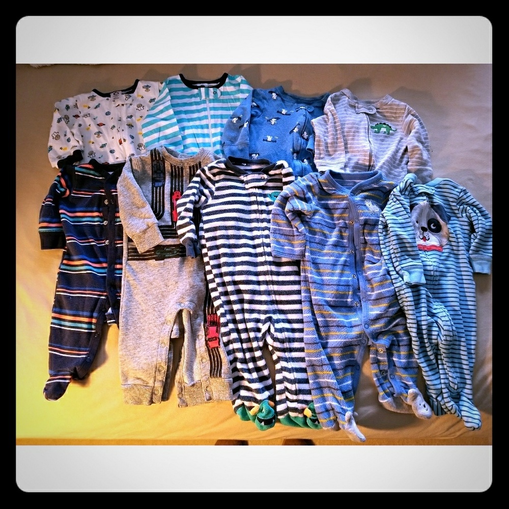 Lot of 9 baby boy 3-6 month sleepers